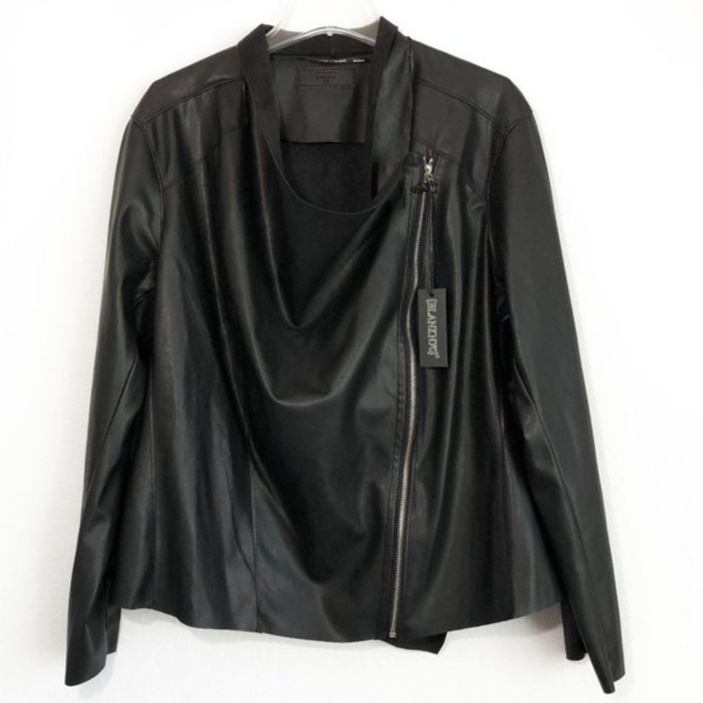 Blank NYC Drape Collar Faux Leather Moto Jacket 3X